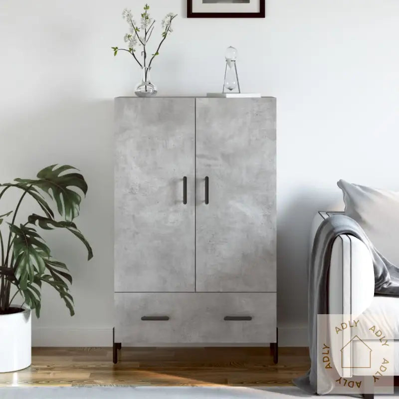 Highboard Betonggrå 69,5X31X115 Cm Konstruert Tre