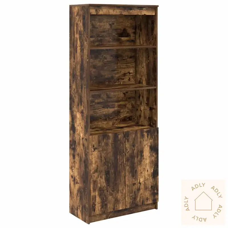 Highboard Røkt Eik 70X35X180 Cm Konstruert Tre