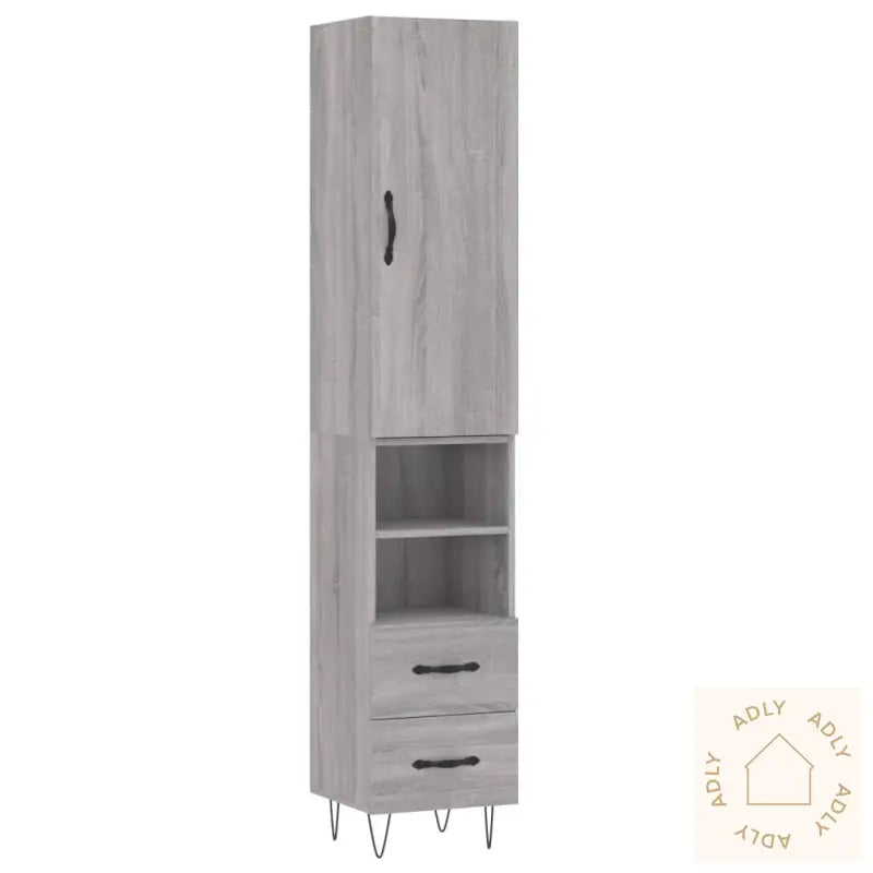 Highboard Grå Sonoma 34,5X34X180 Cm Konstruert Tre