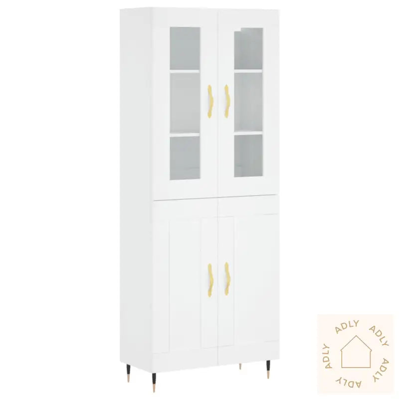 Highboard Hvit 69,5X34X180 Cm Konstruert Tre