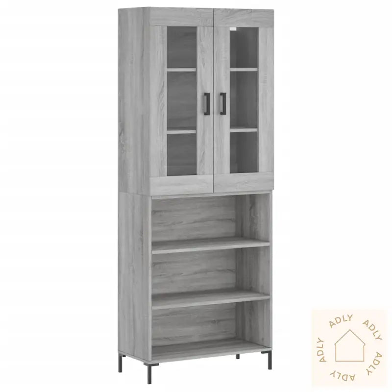 Highboard Grå Sonoma 69,5X34X180 Cm Konstruert Tre