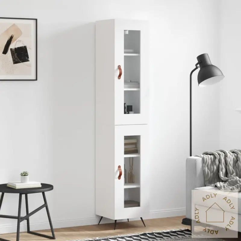 Highboard Hvit 34,5X34X180 Cm Konstruert Tre