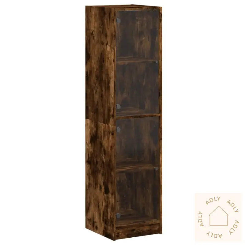 Highboard Med Glassdør Røkt Eik 35X37X142 Cm