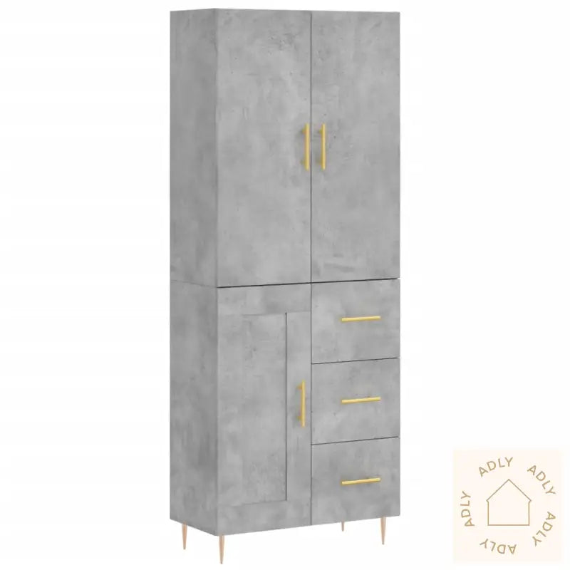 Highboard Betonggrå 69,5X34X180 Cm Konstruert Tre