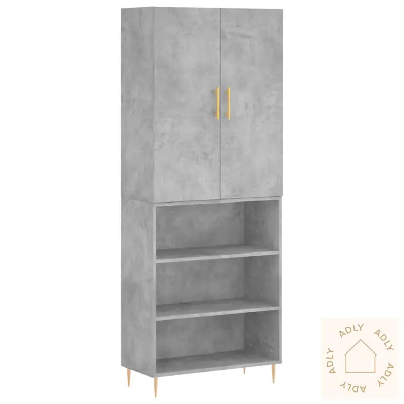 Highboard Betonggrå 69,5X34X180 Cm Konstruert Tre
