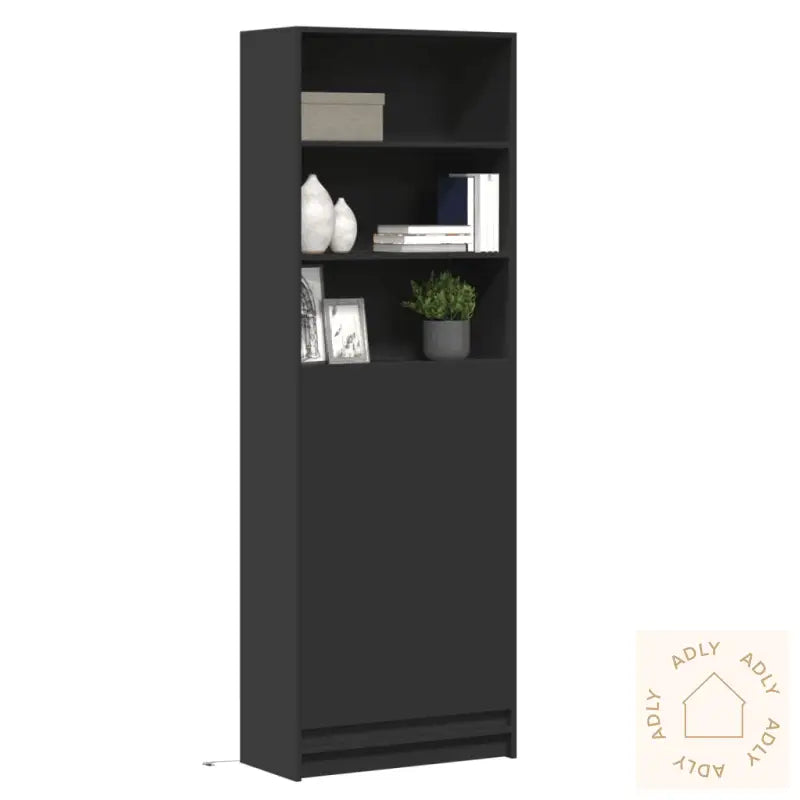 Garderobe Med Led Svart 69X32,5X200 Cm Konstruert Tre