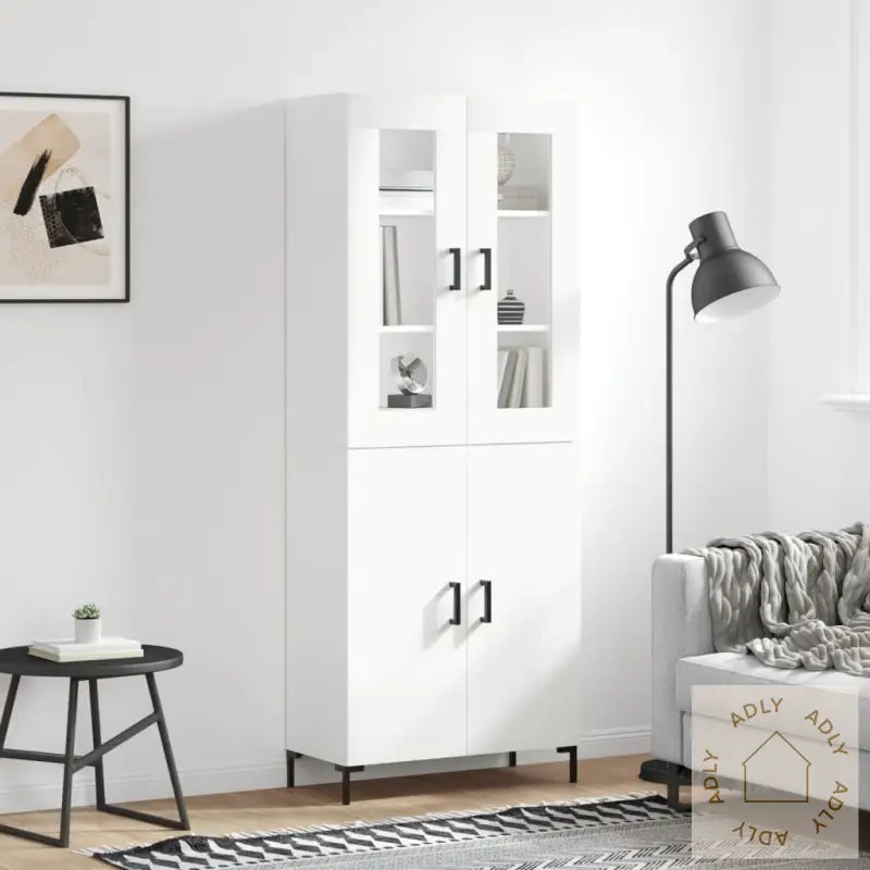 Highboard Hvit 69,5X34X180 Cm Konstruert Tre