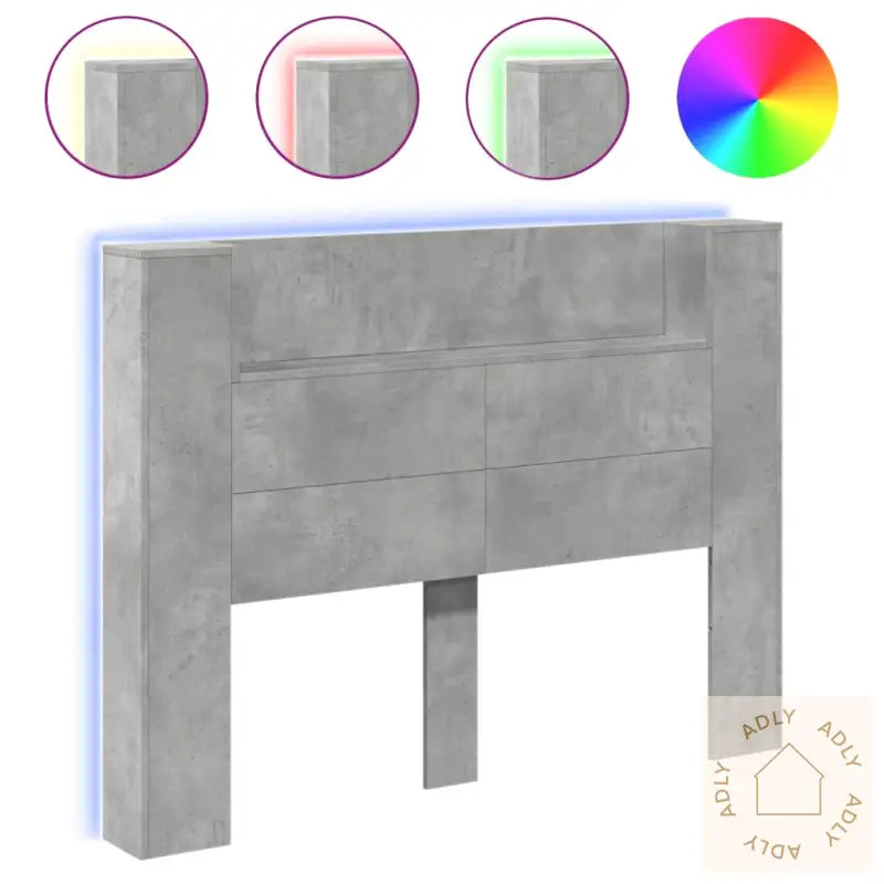 Hodegavl Skap Med Led Betonggrå 140X16,5X103,5 Cm