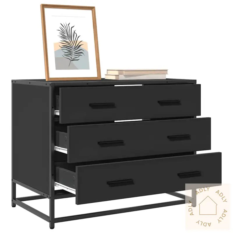 Kommode Svart 70X41X56 Cm Konstruert Tre