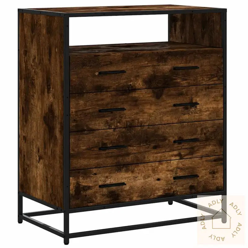 Kommode Røkt Eik 70X41X83,5 Cm Konstruert Tre