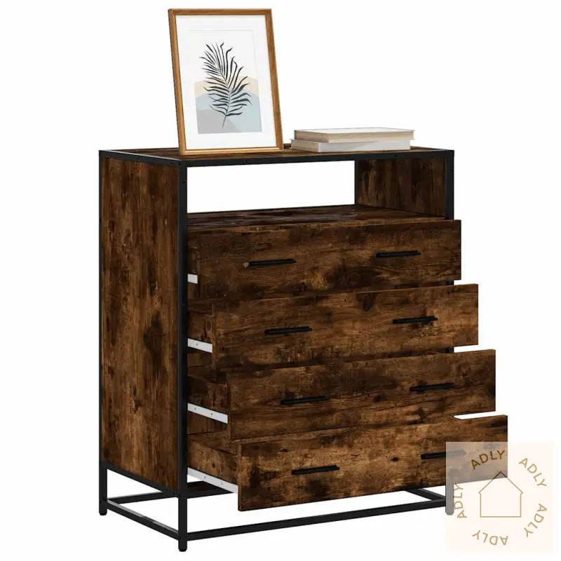 Kommode Røkt Eik 70X41X83,5 Cm Konstruert Tre
