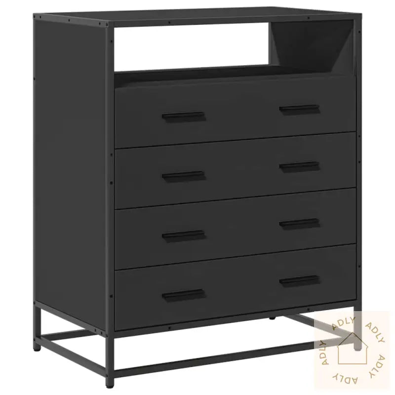 Kommode Svart 70X41X83,5 Cm Konstruert Tre