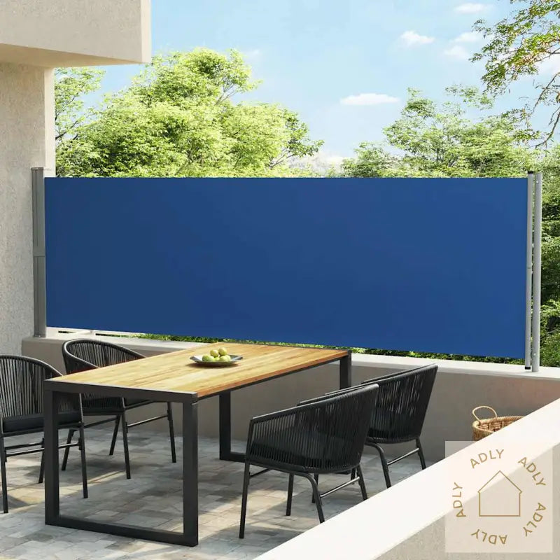 Uttrekkbar Sidemarkise 140X600 Cm Blå