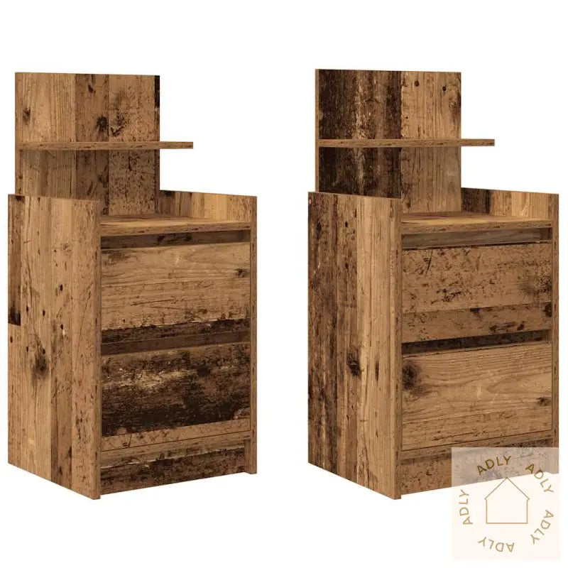 Nattskap Med 2 Skuffer 2 Stk Gammelt Tre 38X34X80 Cm