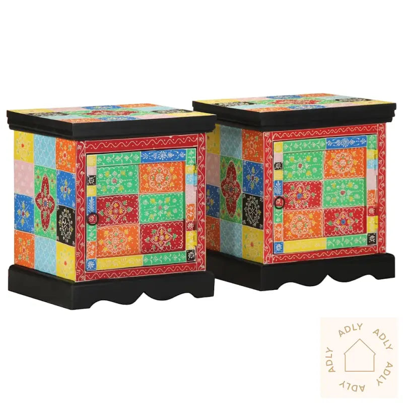 Nattbord 2 Stk Flerfarget 40X35X45 Cm Heltre Mango