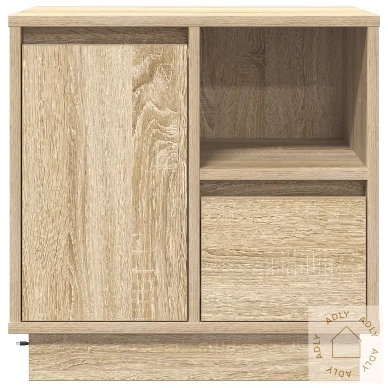 Nattbord Med Led 2 Stk Sonoma Eik 50X34,5X50 Cm