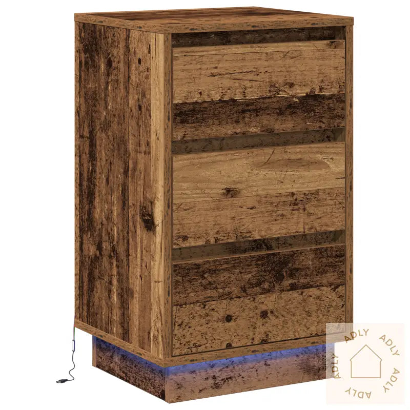 Nattbord Med Led Gammelt Tre 39X34,5X65 Cm