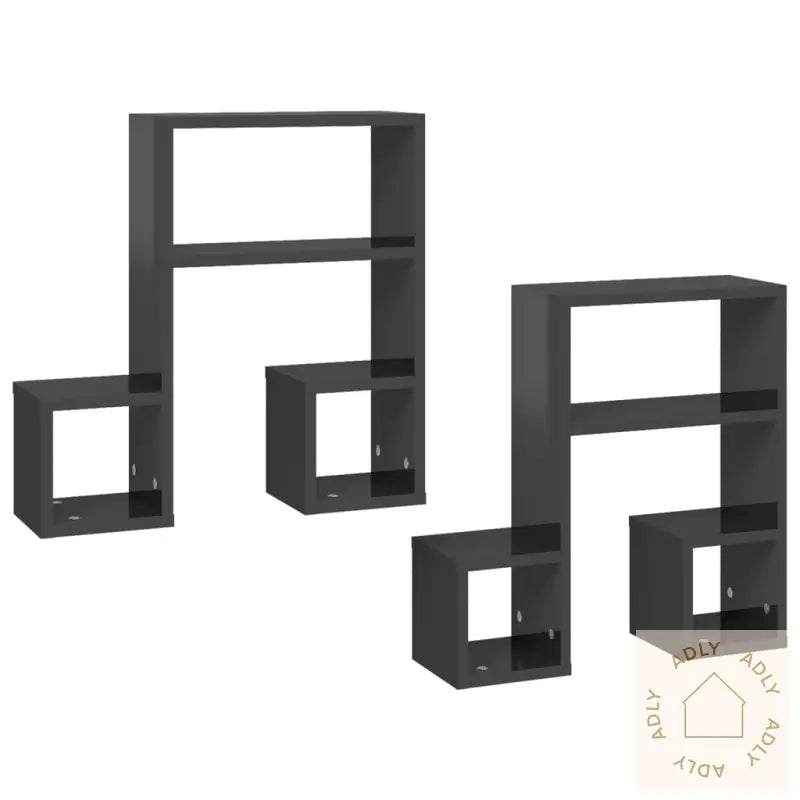 Vegghyller 2 Stk Høyglans Grå 50X15X50 Cm Konstruert Tre