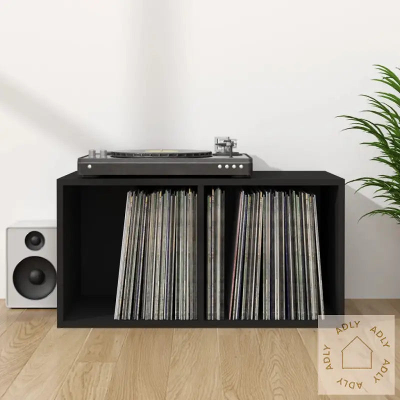 Oppbevaringsboks Lp Svart 71X34X36 Cm Konstruert Tre