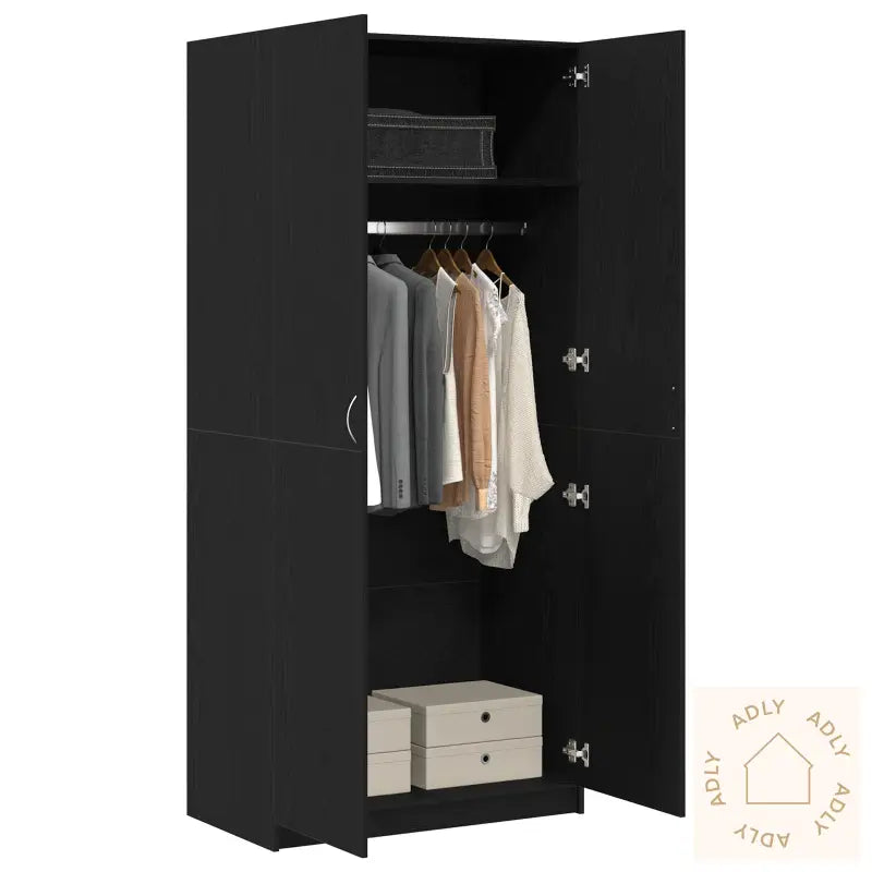Garderobe I Svart Eik 90X52X200 Cm Laget Av Tre