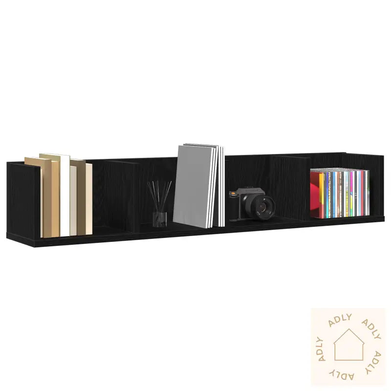 Cd Vegghylle Svart Eik 100X18X18 Cm Konstruert Tre