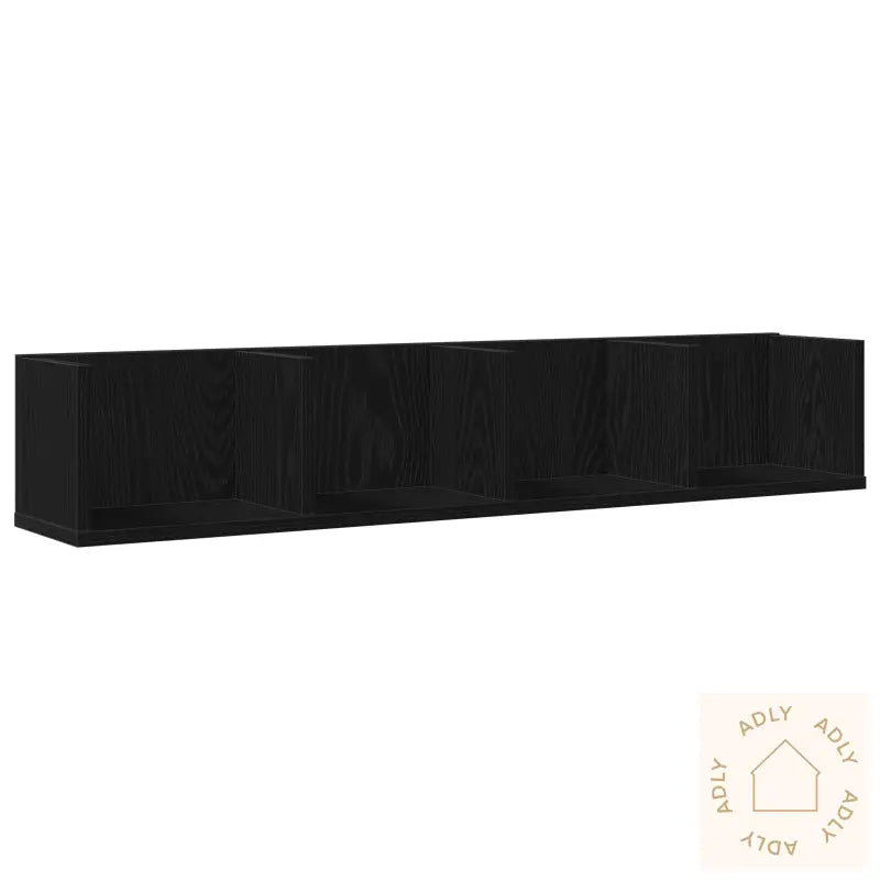Cd Vegghylle Svart Eik 100X18X18 Cm Konstruert Tre