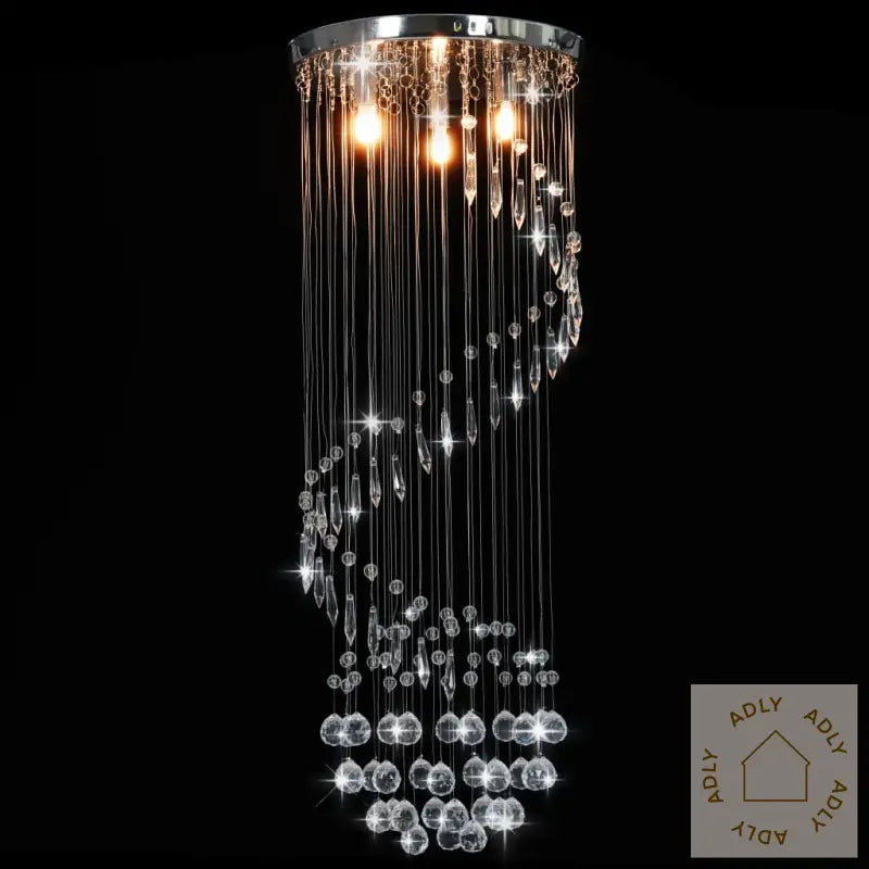 Taklampe Med Krystallperler Sølv Spiral G9