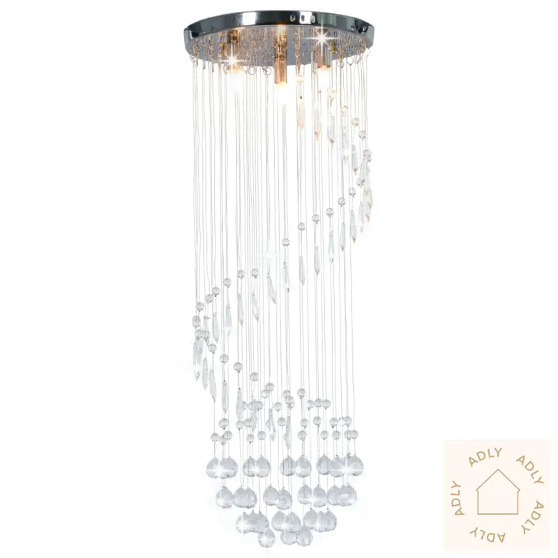 Taklampe Med Krystallperler Sølv Spiral G9