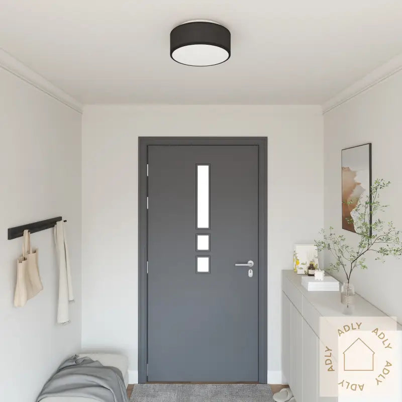 Taklampe Flush Mount Svart Ø 30 Cm Stoff E27