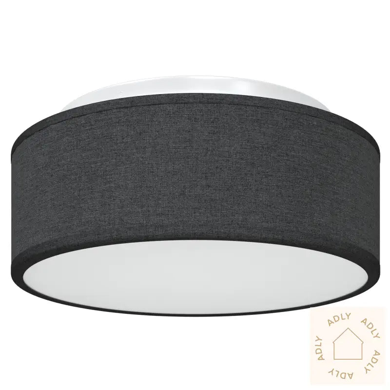 Taklampe Flush Mount Svart Ø 30 Cm Stoff E27