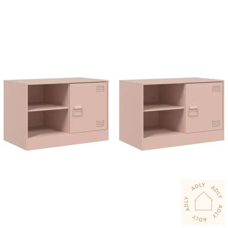 Tv-Benker 2 Stk Rosa 67X39X44 Cm Stål