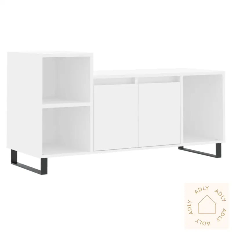 Tv-Benk Hvit 100X35X55 Cm Konstruert Tre