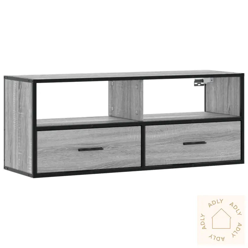 Tv-Benk Grå Sonoma 100X31X39,5 Cm Konstruert Tre Og Metall