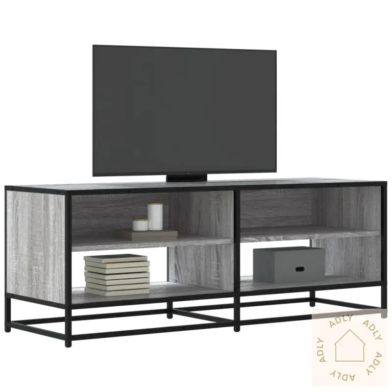 Tv-Benk Grå Sonoma 120,5X40X46 Cm Konstruert Tre Og Metall