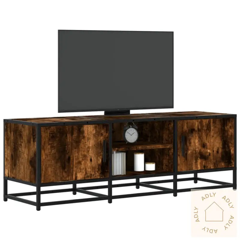 Tv-Benk Røkt Eik 120X35X41 Cm Konstruert Tre Og Metall