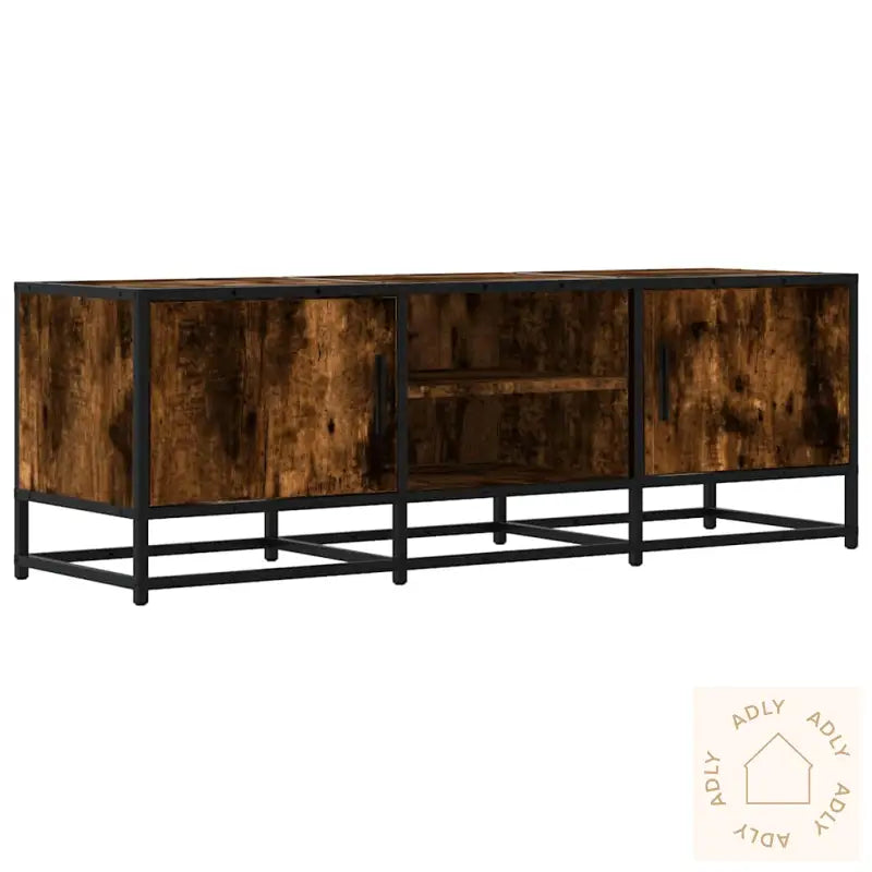 Tv-Benk Røkt Eik 120X35X41 Cm Konstruert Tre Og Metall