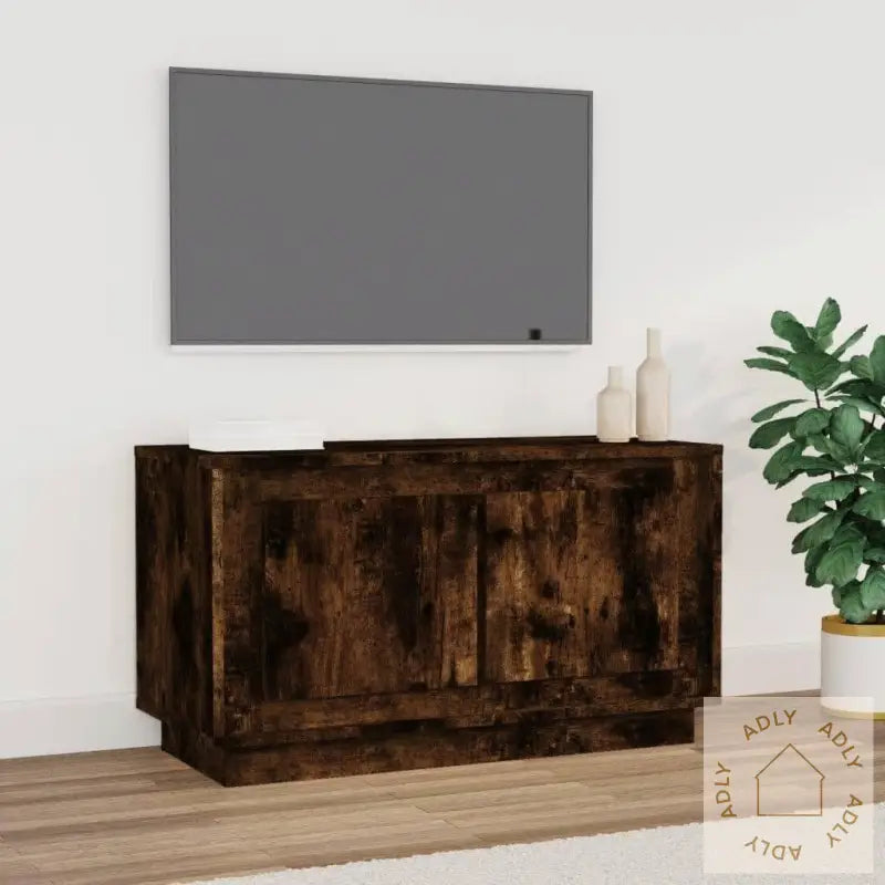 Tv-Benk Røkt Eik 80X35X45 Cm Konstruert Tre