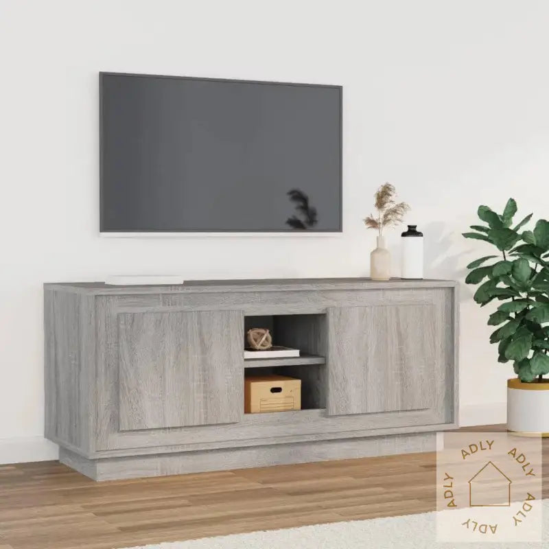 Tv-Benk Grå Sonoma 102X35X45 Cm Konstruert Tre