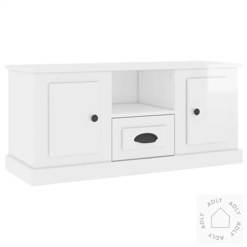 Tv-Benk Høyglans Hvit 100X35,5X45 Cm Konstruert Tre