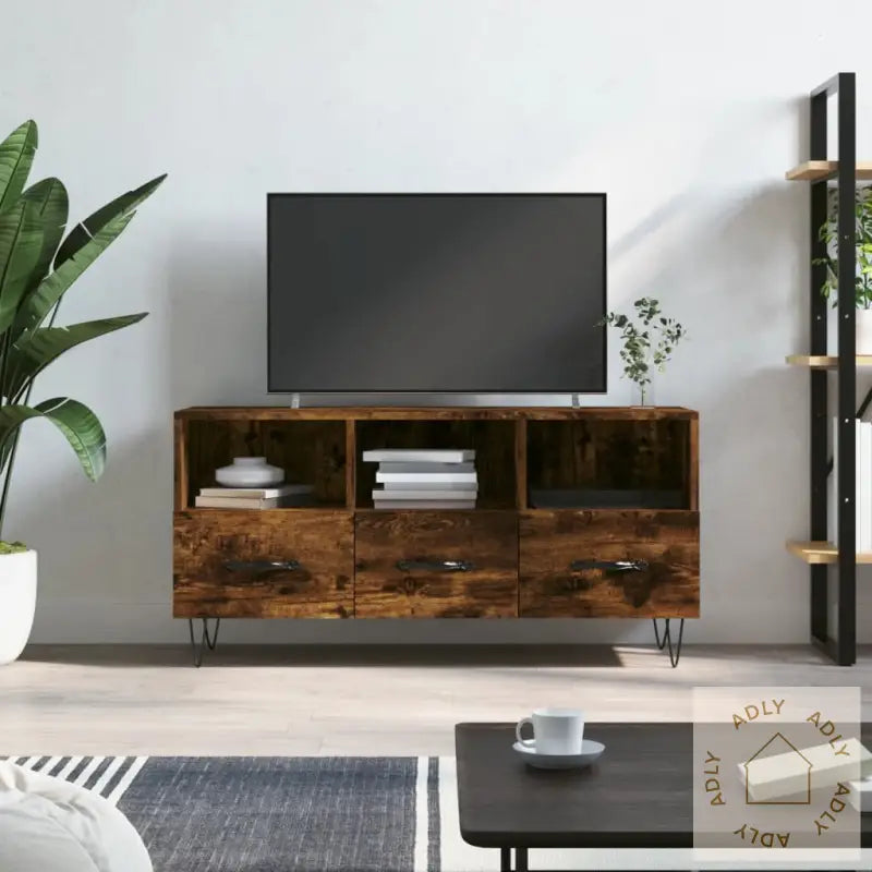 Tv-Benk Røkt Eik 102X36X50 Cm Konstruert Tre