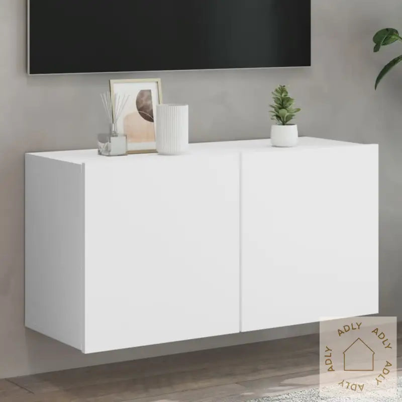 Vegghengt Tv-Benk Hvit 80X30X41 Cm