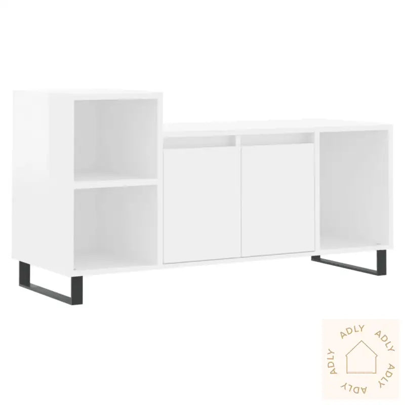 Tv-Benk Høyglans Hvit 100X35X55 Cm Konstruert Tre