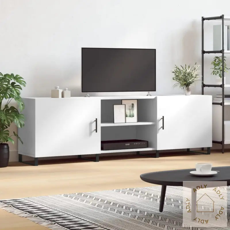 Tv-Benk Hvit 150X30X50 Cm Konstruert Tre