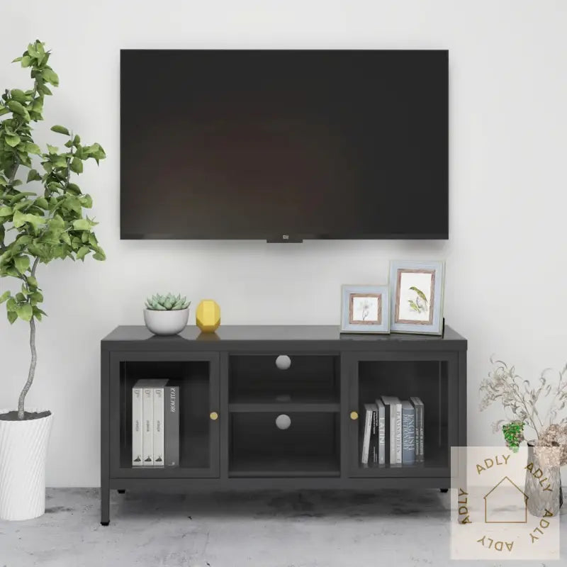 Tv-Benk Antrasitt 105X35X52 Cm Stål Og Glass