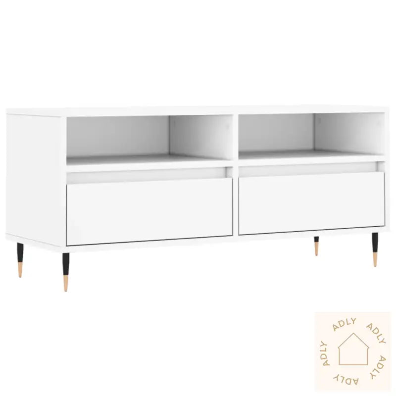 Tv-Benk Hvit 100X34,5X44,5 Cm Konstruert Tre
