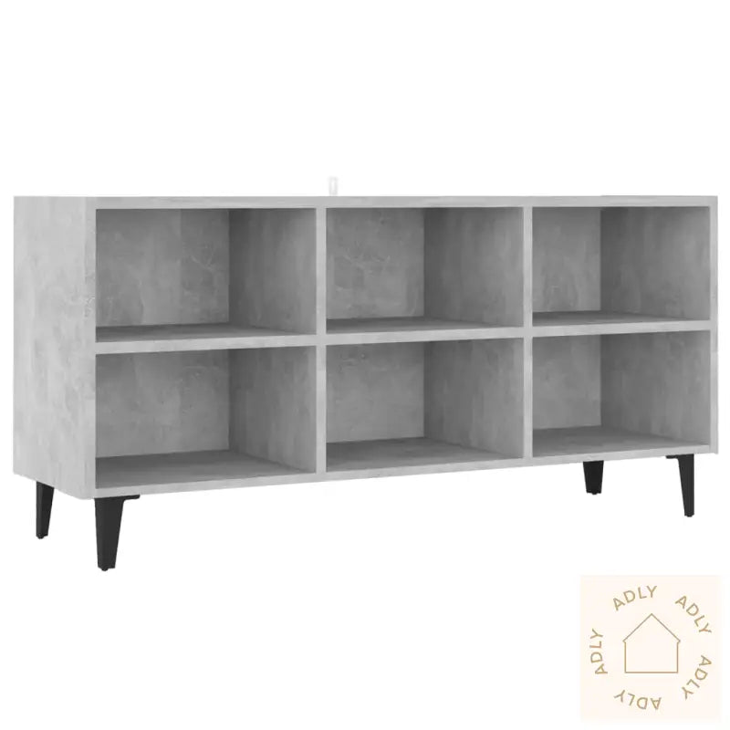 Tv-Benk Med Metallben Betonggrå 103,5X30X50 Cm
