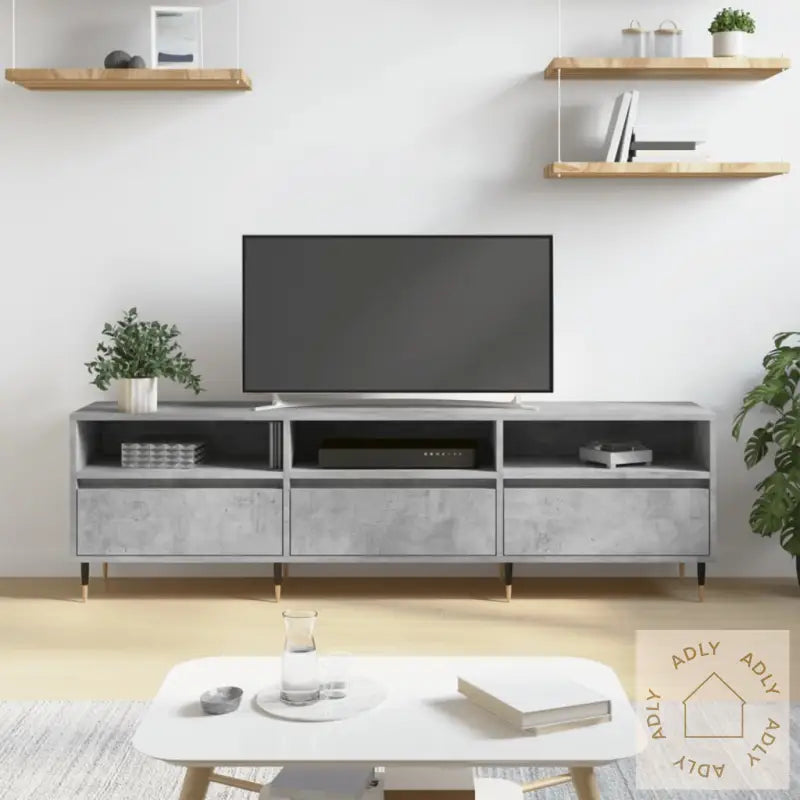 Tv-Benk Betonggrå 150X30X44,5 Cm Konstruert Tre
