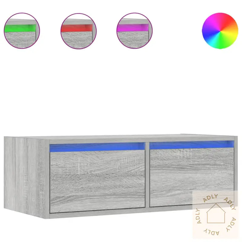 Tv-Benk Med Led-Lys Grå Sonoma 75X35,5X25 Cm