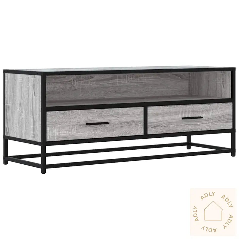 Tv-Benk Grå Sonoma 100X34,5X40 Cm Konstruert Tre Og Metall