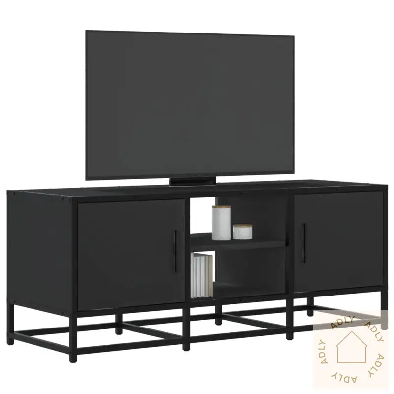 Tv-Benk Svart 100X35X41 Cm Konstruert Tre Og Metall